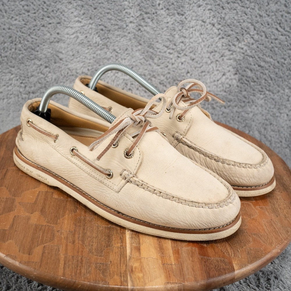 Sperry Top-Sider Boat Shoes Men 9 Blonde Good Gold Cup Leather 0532523